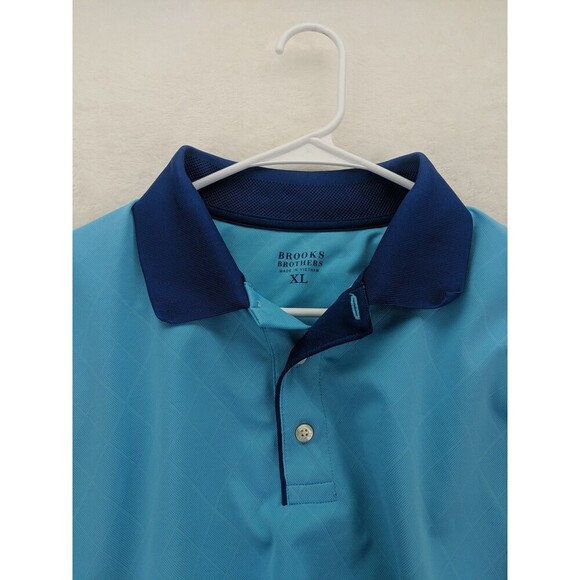 Brooks Brothers Two Tone Blue Performance Polo Mens XL Short Sleeve Breathable - Picture 7 of 12